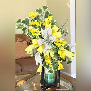 HAND CRAFTED Yellow Freesia and Boxwood Berry Around the Year Floral Swag